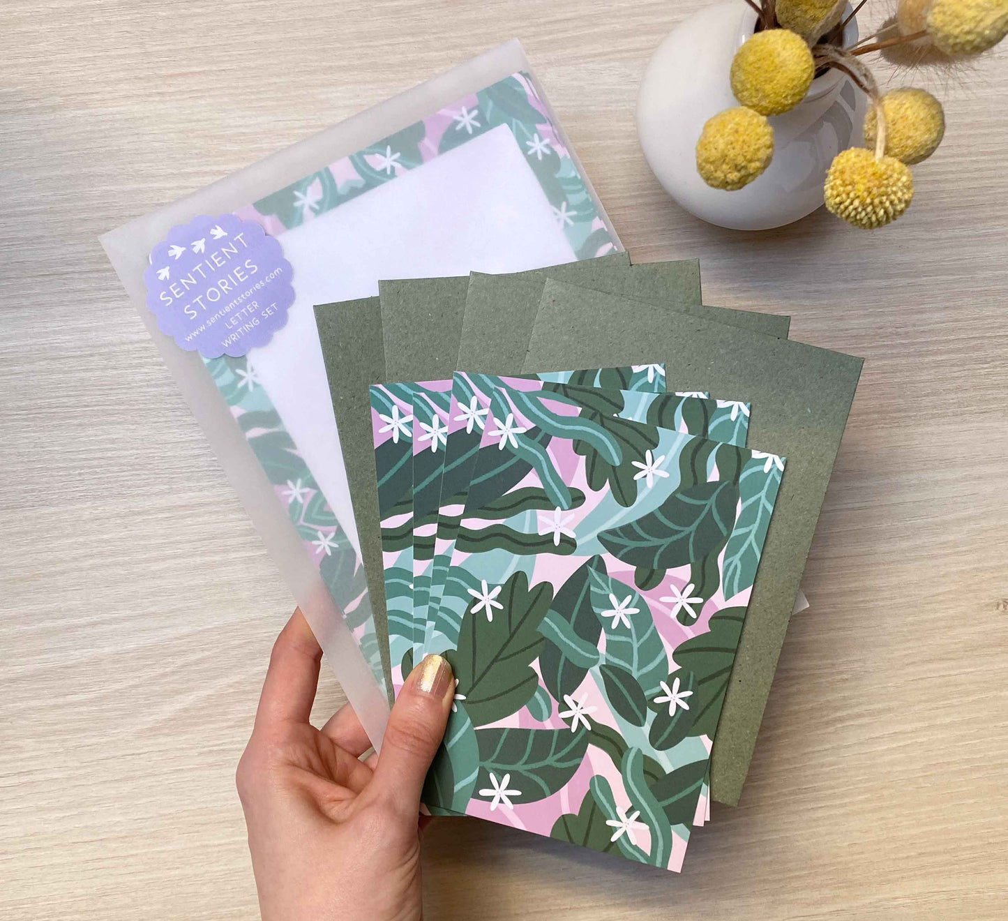 'Botanical' Briefset mit Postkarten