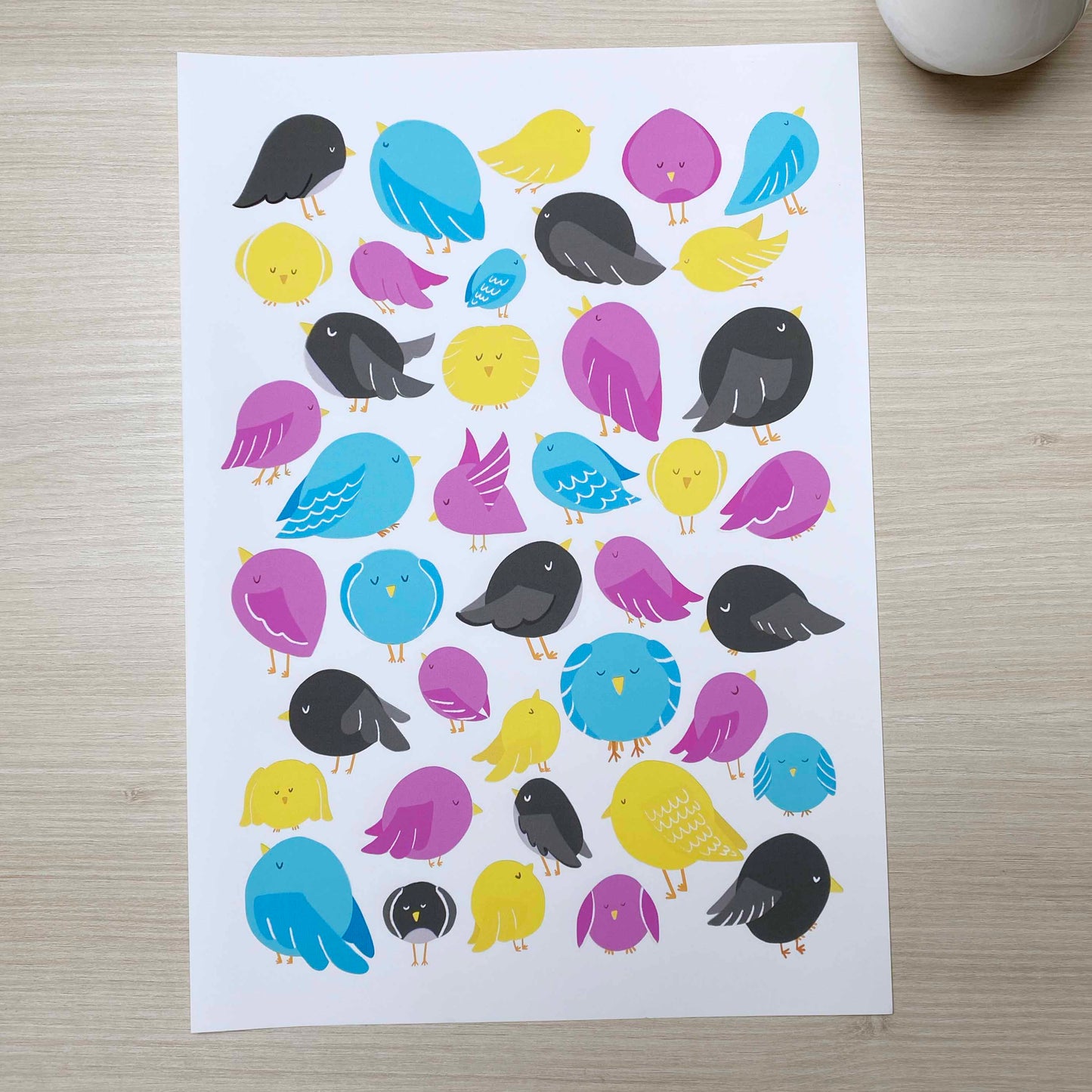 B-Ware 'CMYK Birds' Kunstdruck (A3)