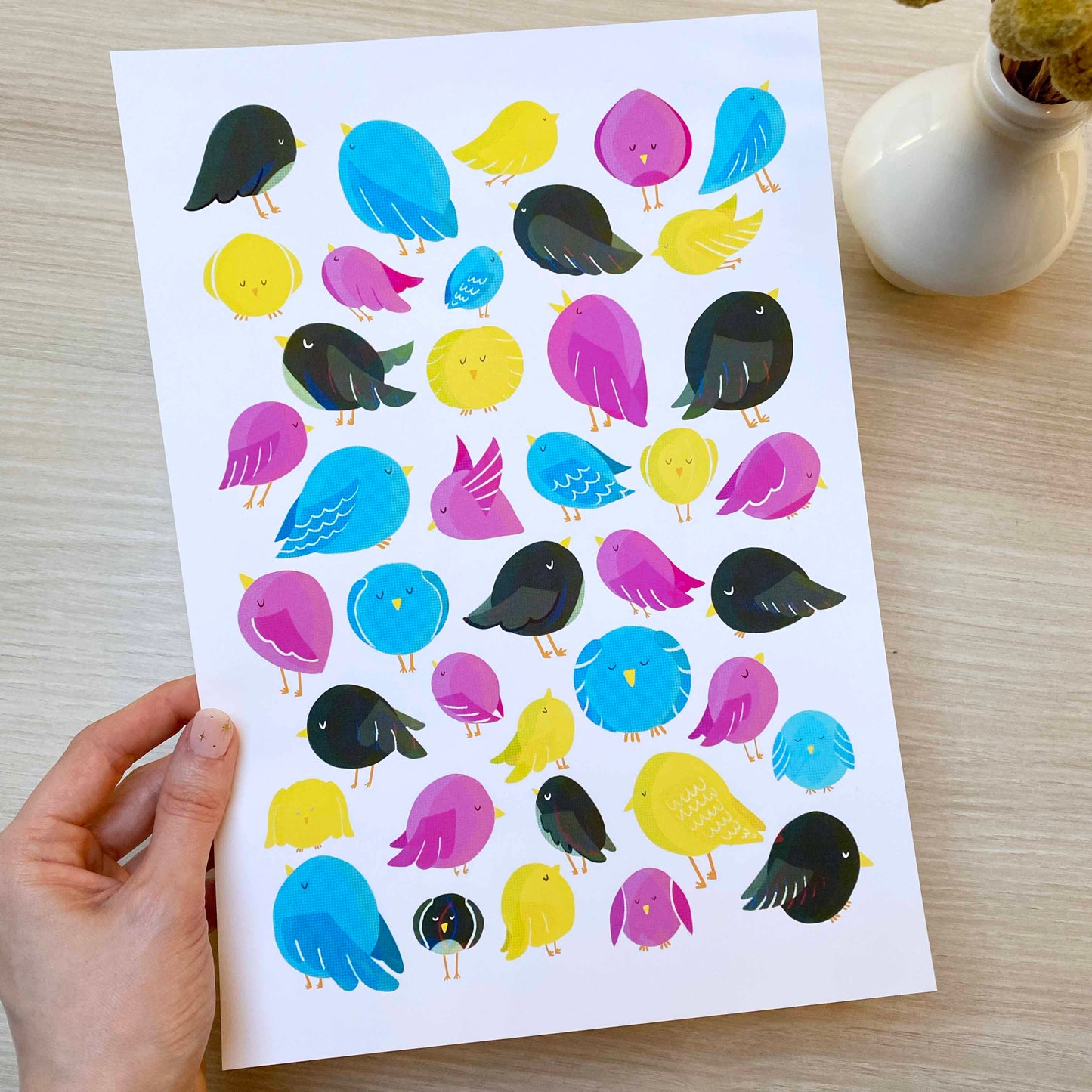 B-Ware 'CMYK Birds' Kunstdruck (A4)