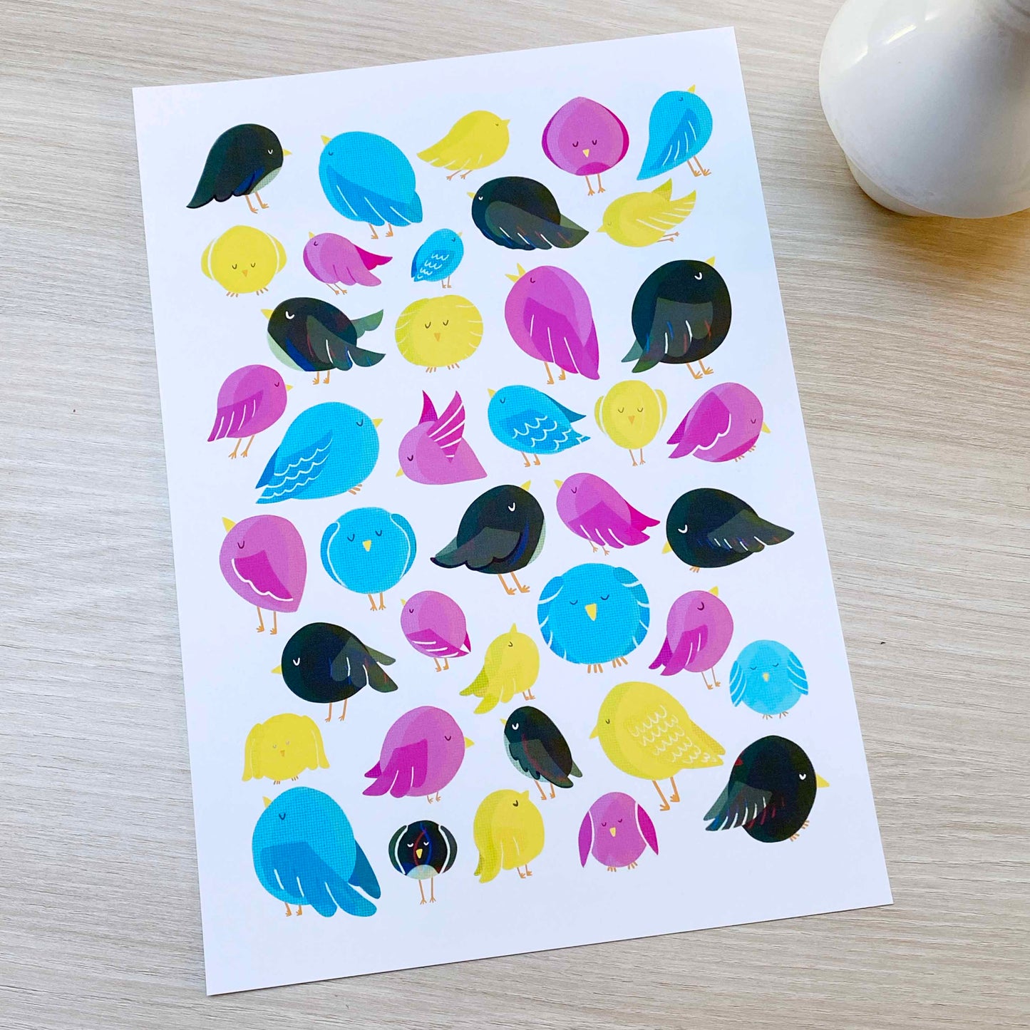 B-Ware 'CMYK Birds' Kunstdruck (A4)