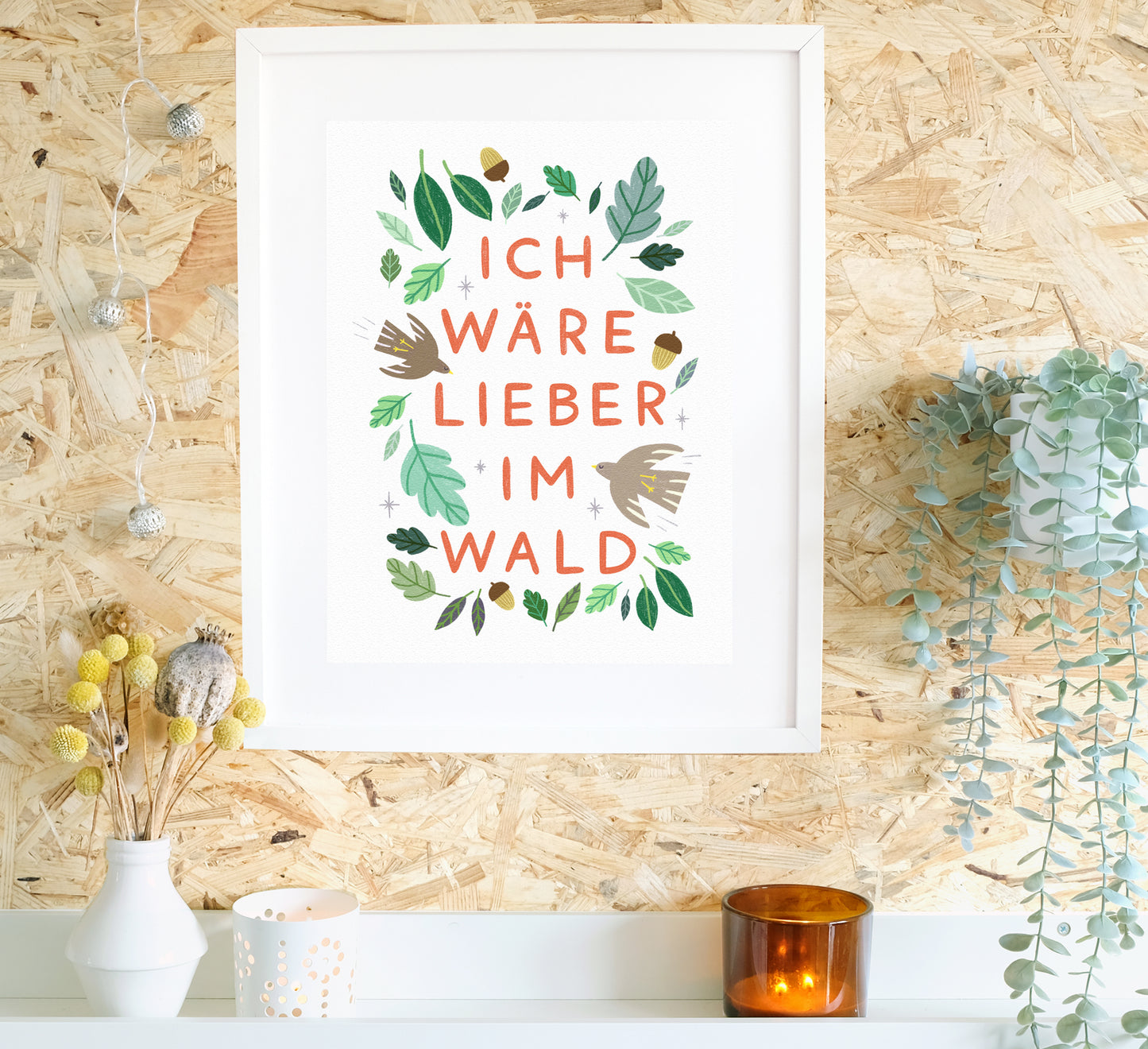 Wunderschöne Textillustration über die Sehnsucht, im Wald zu sein! Hochwertige, von einer unabhängigen Künstlerin gestaltete Wandkunst und Drucke für dein Zuhause, perfekt, um ein wenig Natur in jeden Wohnraum zu bringen!