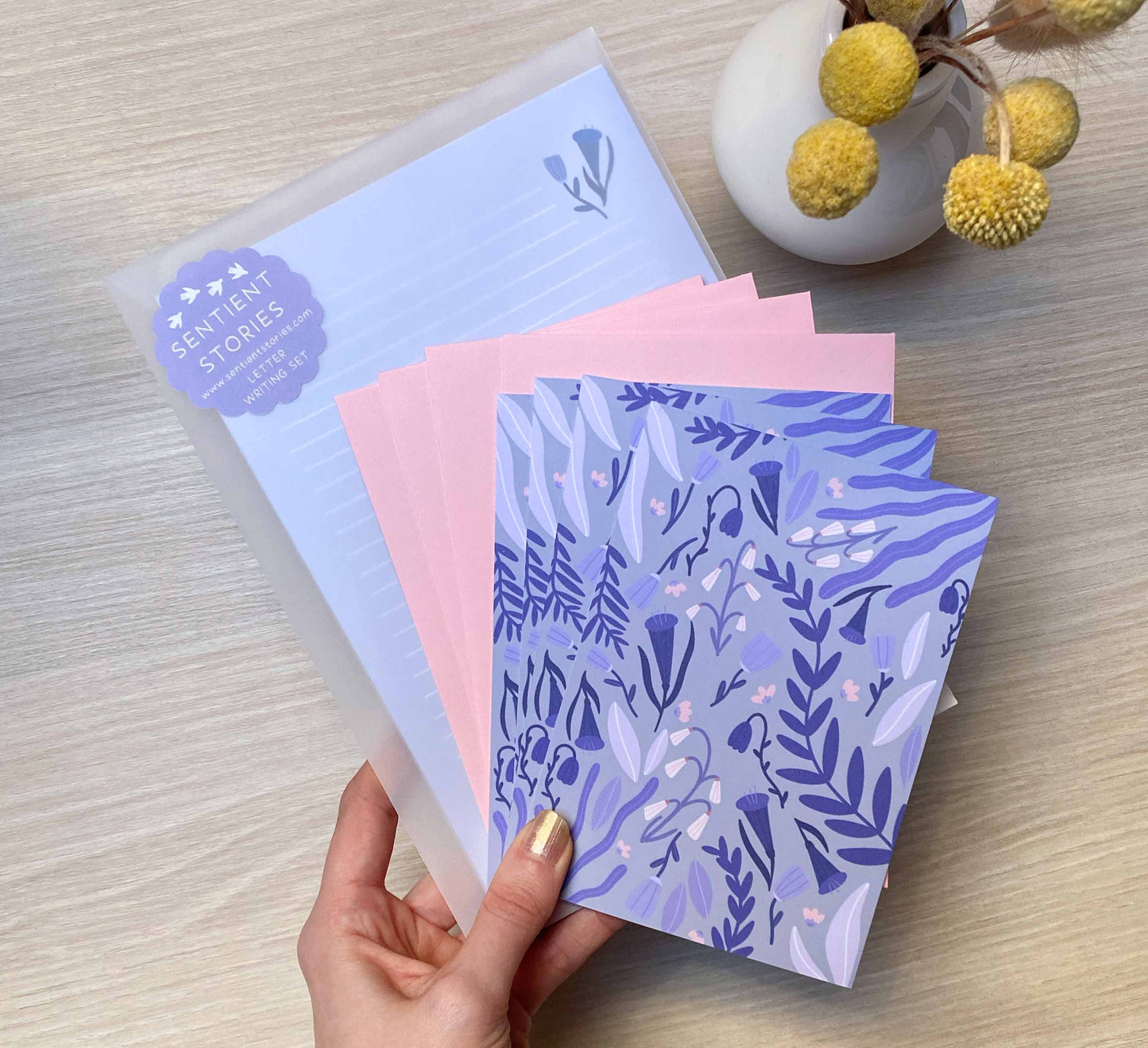'Midnight Blooms' Briefset mit Postkarten