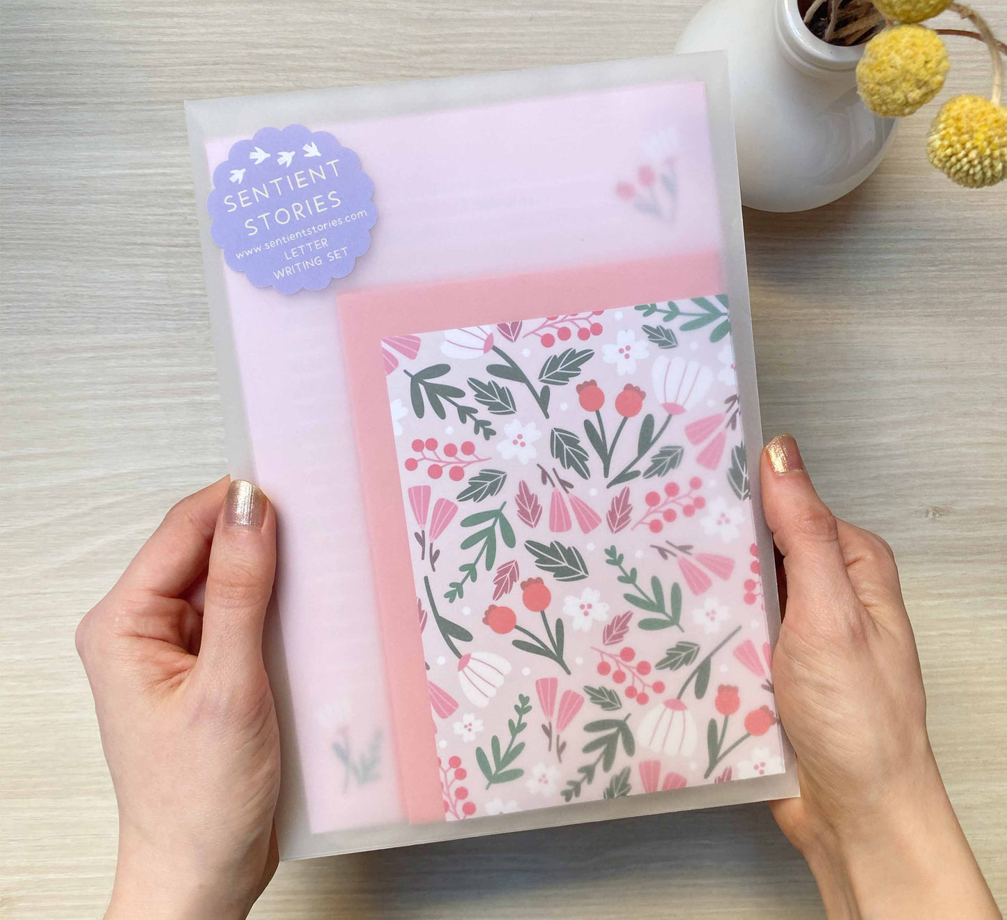 'Pink Spring' Briefset mit Postkarten