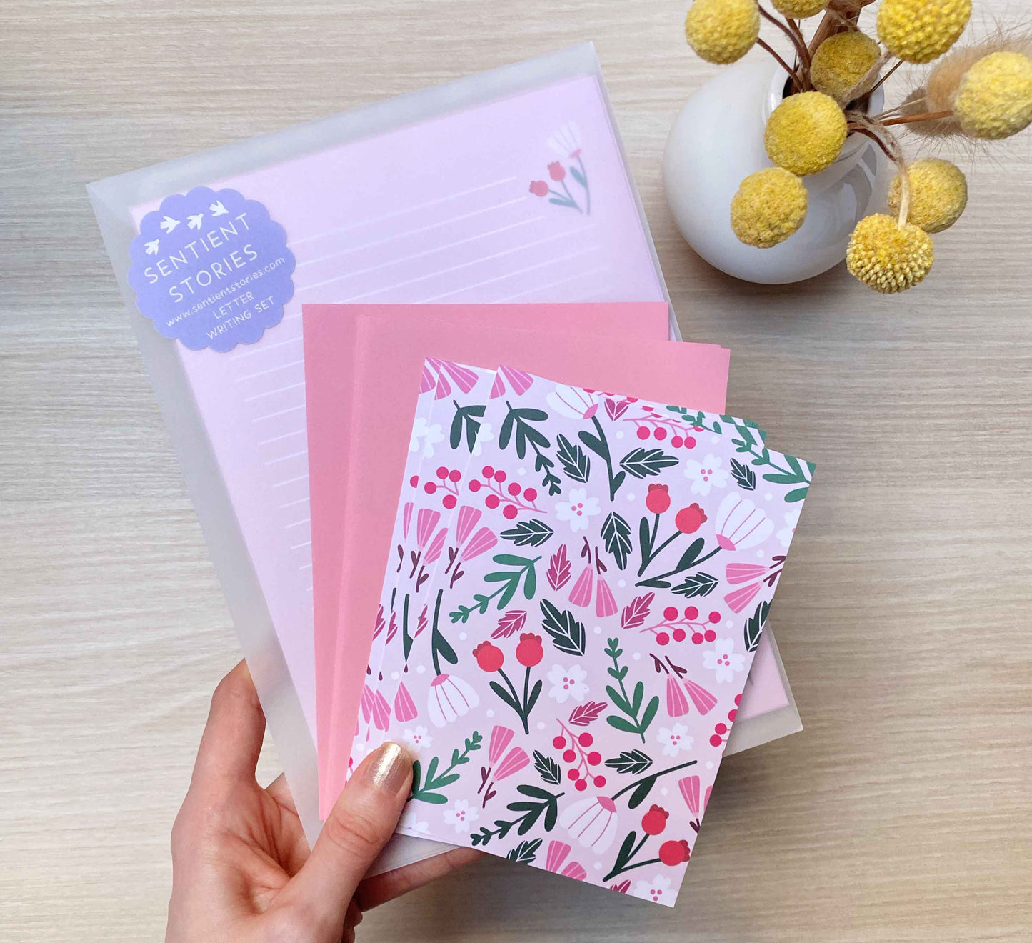 'Pink Spring' Briefset mit Postkarten