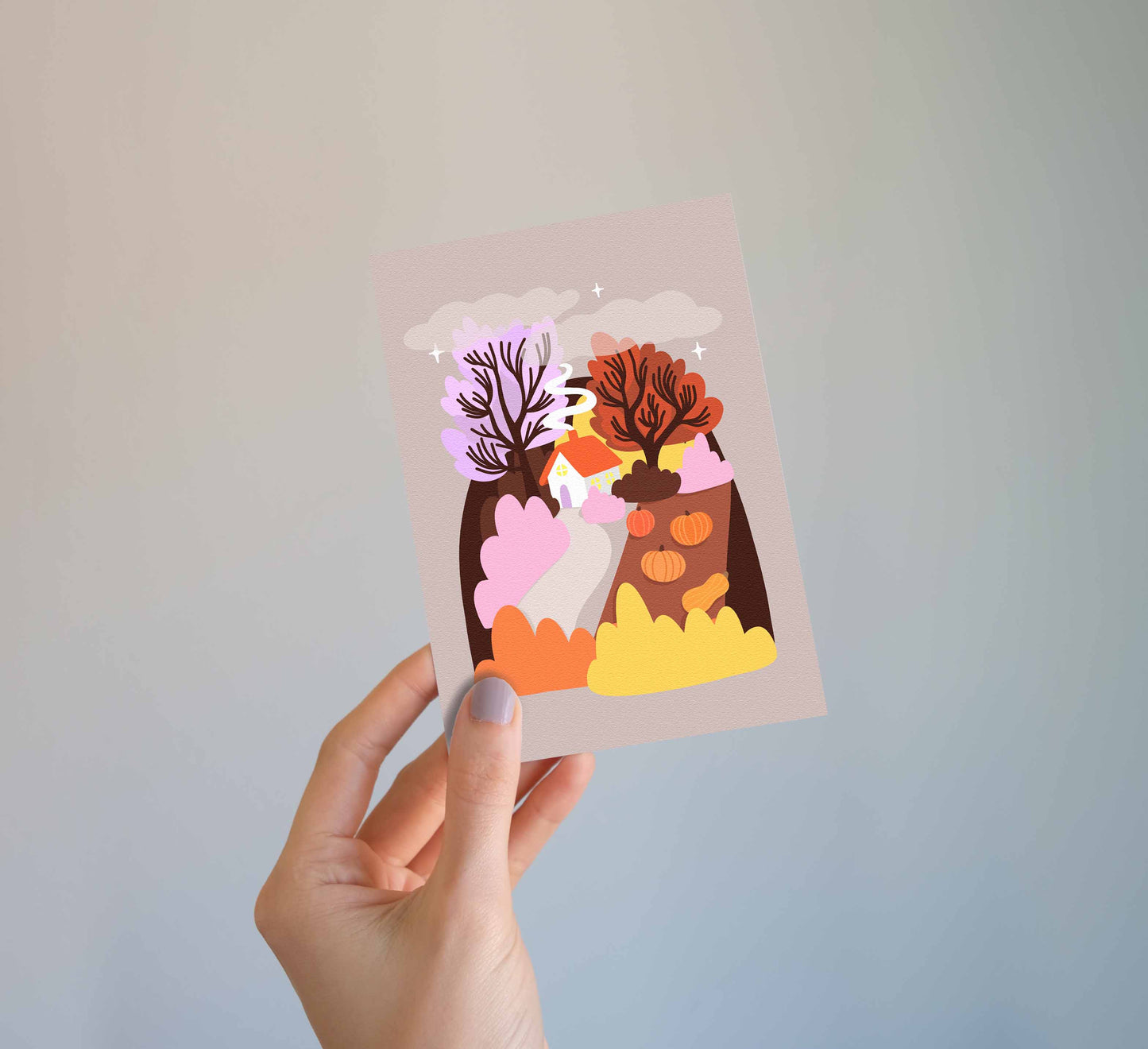 Cosy and colourful mixed set of 6 postcards. Perfect for welcoming Autumn! Gemütliches und bunt gemischtes Set aus 6 Postkarten. Perfekt, um den Herbst zu begrüßen! Sustainably made to order. support nature conservation through European Rewilding projects!