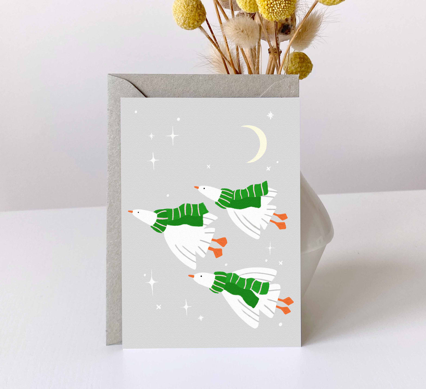 'Cosy Geese' Greeting Card