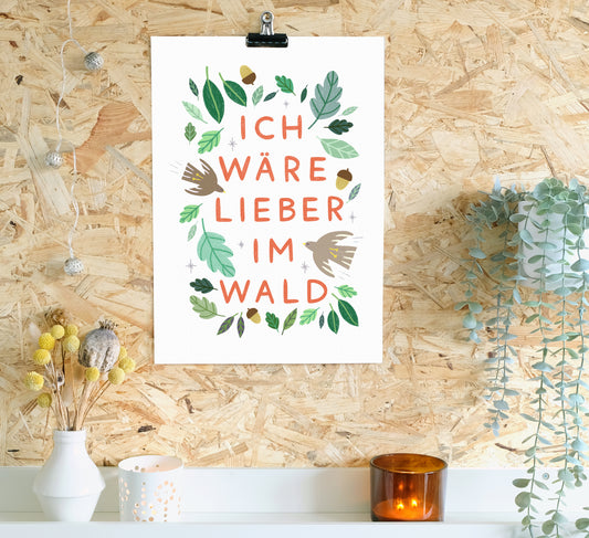 Wunderschöne Textillustration über die Sehnsucht, im Wald zu sein!  Hochwertige, von einer unabhängigen Künstlerin gestaltete Wandkunst und Drucke für dein Zuhause, perfekt, um ein wenig Natur in jeden Wohnraum zu bringen!