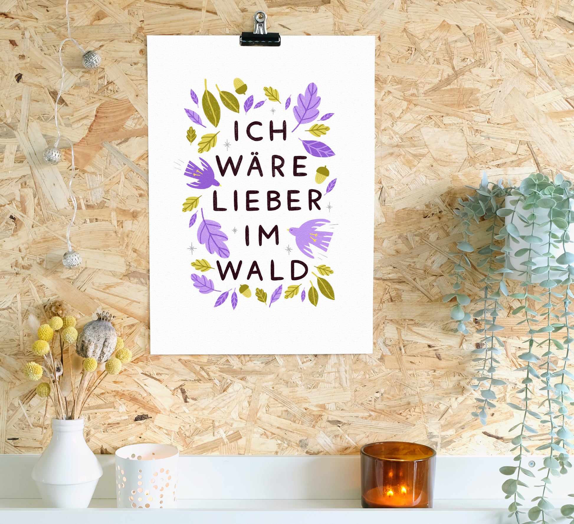 Wunderschöne Textillustration über die Sehnsucht, im Wald zu sein!  Hochwertige, von einer unabhängigen Künstlerin gestaltete Wandkunst und Drucke für dein Zuhause, perfekt, um ein wenig Natur in jeden Wohnraum zu bringen!