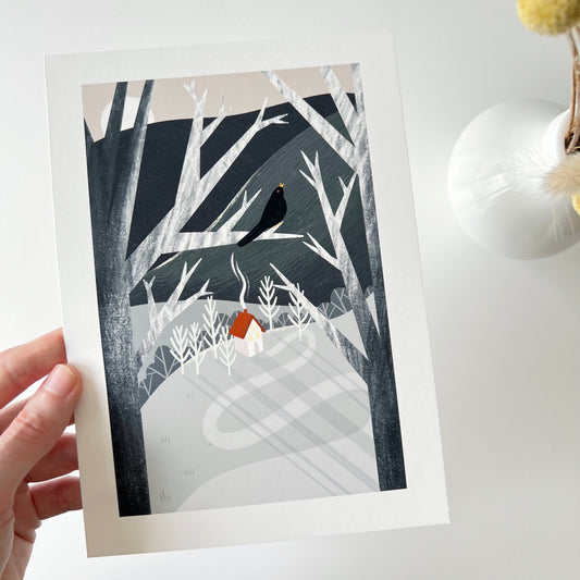Einmaliger Druck einer Winterszene! Hochwertige, von einer unabhängigen Künstlerin gestaltete Wandkunst und Drucke für dein Zuhause, perfekt, um ein wenig Natur in jeden Wohnraum zu bringen! One-off print of a winter scene!High-quality, independently designed wall-art and prints for your home, perfect for bringing a little nature into any living space! Low-waste sale
