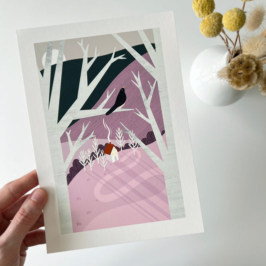 Einmaliger Druck einer Winterszene! Hochwertige, von einer unabhängigen Künstlerin gestaltete Wandkunst und Drucke für dein Zuhause, perfekt, um ein wenig Natur in jeden Wohnraum zu bringen! One-off print of a winter scene!High-quality, independently designed wall-art and prints for your home, perfect for bringing a little nature into any living space! Low-waste sale