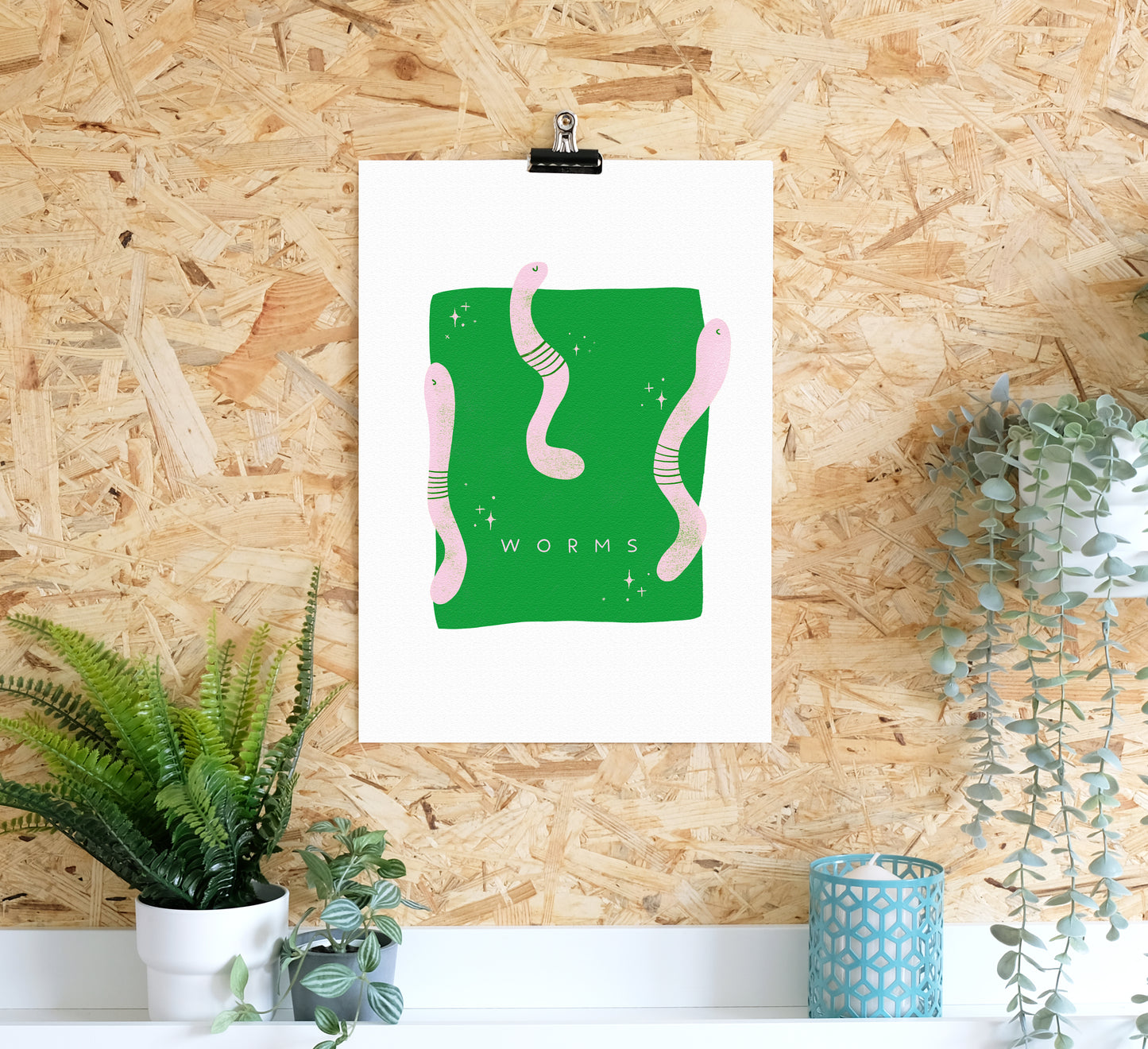 Skurriler Druck, der das Wunder des bescheidenen Regenwurms feiert! Quirky art print that celebrates the wonder of the humble earthworm!