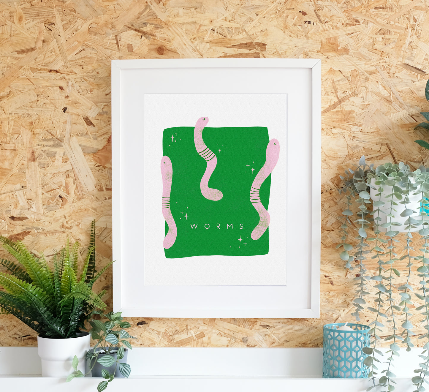 Skurriler Druck, der das Wunder des bescheidenen Regenwurms feiert! Quirky art print that celebrates the wonder of the humble earthworm!