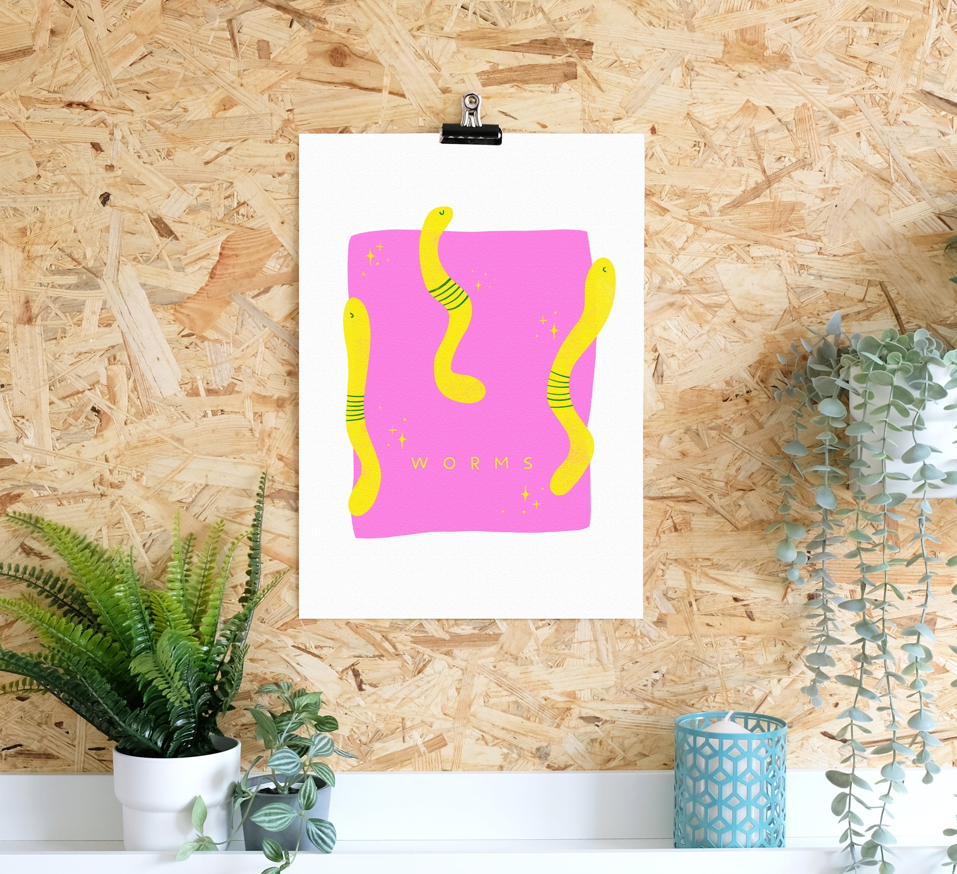 Skurriler Druck, der das Wunder des bescheidenen Regenwurms feiert! Quirky art print that celebrates the wonder of the humble earthworm!