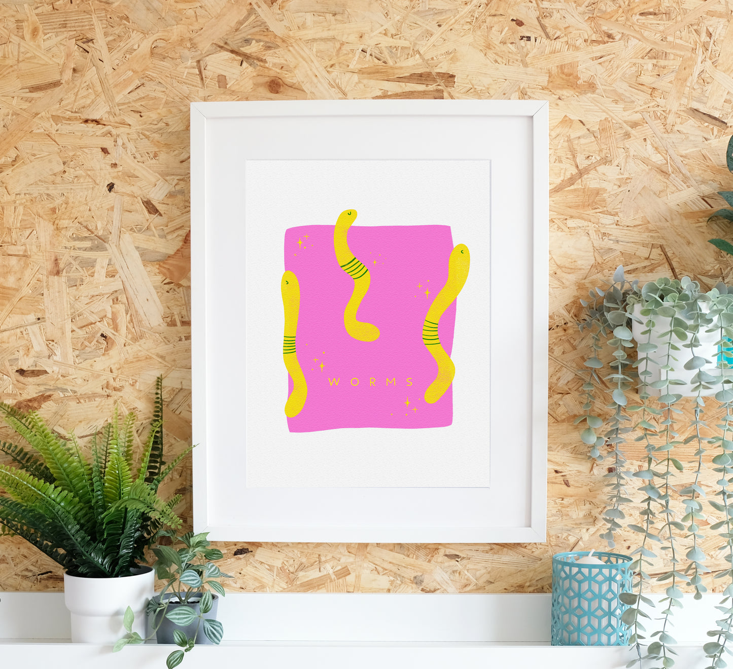 Skurriler Druck, der das Wunder des bescheidenen Regenwurms feiert! Quirky art print that celebrates the wonder of the humble earthworm!